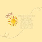 "Sonne. Sei du bei mir, du lieber Gott, an diesem Morgen und den ganzen Tag. Die Sonne strahlt. Illustration einer Sonne."