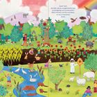 Titel: „Was ist Staunen?“ Text beschreibt das Staunen über die Natur. Szene mit Kindern, Tieren, Pflanzen und Regenbogen.