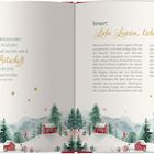In der Mitte steht Text von Birgit Ortmüller. Unten sind winterliche Häuser und Bäume illustriert.