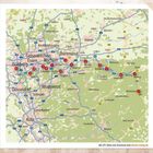 Karte von Nordrhein-Westfalen mit Städtenamen wie Dortmund, Düsseldorf, Köln, Bochum und nummerierte Orte.