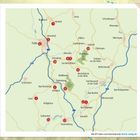 Eine Karte mit Orten: Fulda, Götzenhof, Bad Brückenau, Bad Kissingen. Straßen, Flüsse und Naturschutzgebiete sind markiert.