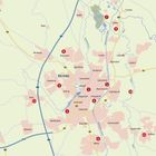 Karte von Münster mit zwölf markierten Orten: 1. Altstadt, 2. Aasee, 3. Sentruper Höhe, 4. Zoo, 5. St. Mauritz.