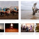 Texte: 
1. Nezha beim Abfeuern, schwieriger Teil der Vorführung. Sidi Rahal, Marokko, 8. August 2025.
2. Ghita Jihate mit Hengst, Traum erfüllt. Sidi Rahal, Marokko, 6. August 2025.
3. Iliad Talid beim Training, Übung erfordert Balance. Marokko, 1. August 2025.
4. Reiterinnen entladen Gewehre, Sicherheit wichtig. Sidi Rahal, Marokko, 7. August 2025.
5. Hanane Talid und Schwestern, traditionelle Kleidung. Marrakesch, 31. Juli 2025.
6. Troupe von Bouchra Nablasa, traditionelle Kleidung, Rabat, Marokko, 13. August 2025.