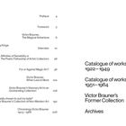 Inhaltsverzeichnis mit Titeln: "The Princess of Hanover," "Catalogue of works 1922–1949," "Archives," etc., und Seitenzahlen.
