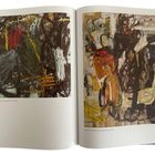 Zwei abstrakte Gemälde mit dem Titel „Ohne Titel, 1988“. Links 200 x 200 cm, rechts 200 x 150 cm.
