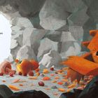 Text: "Dabei vergaß er nie, dem Bär ein paar Überraschungen übrig zu lassen." Illustration: Ein schlafender Bär in einer Höhle.