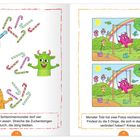 18: "Jedes Schlemmertmonster darf vier Zuckerstangen essen."  
19: "Monster Tobi hat zwei Fotos nacheinander gemacht."   
Illustrationen von Monstern und Zuckerstangen.