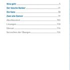 Inhalt: Nina geht, Der falsche Banker, Die Gans, Zwei alte Damen. Themen mit Seitenzahlen. Hinweis über fiktive Ereignisse.