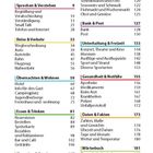 Inhaltsverzeichnis mit Themen wie "Sprechen & Verstehen", "Reise & Verkehr", "Essen & Trinken" und "Gesundheit & Notfälle".
