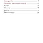 Inhalt: Kapitelüberschriften mit Seitenzahlen in Tabellenform. Verschiedene Titel auf Deutsch und Spanisch.