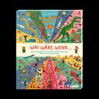 "Was wäre, wenn... Das unglaublich verrückte und fantastische Geschichten-Ideen-Buch." Illustration mit buntem Fantasielandschaft.