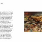 Titel: Triumph des Todes, c. 1562. Öl auf Holz. 117 x 162 cm. Museo del Prado, Madrid. Links Text, rechts Illustration.