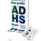 "Das große ADHS Buch" von Dr. Eike Ahlers und Sonja Koppitz. Drei Stapel Bücher mit großem Titel.