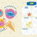 "DiD SoMeOnE SaY... IcE CrEaM?" Oben steht "JUNE". Links ein fröhliches Design mit bunten Eiscremes und Charakteren.
