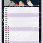Kalender für Dezember. Feiertage: Christmas Day, Boxing Day, New Year's Eve. Foto eines Mannes oben.