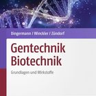 "Gentechnik Biotechnik: Grundlagen und Wirkstoffe. Dingermann, Winckler, Zündorf. DNA-Helix auf blauem Hintergrund."