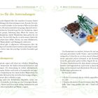 Texte: "Basics für die Anwendungen", "Gewürzkompresse". Beschreibung: Eine Anleitung zur Nutzung von Kräutern mit Kompressen, inklusive Zutatenliste.