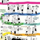 Oben: "THE ARRIVAL 1:10". Darunter cartoonartige Gruppen von Menschen in Clubszenen.