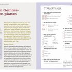 Titel: Einen Gemüsegarten planen. Grafik: Standort-Check mit Fragen zu Gartenbedingungen und Tipps für sonnige und schattige Plätze.