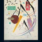 1 2027. Abstrakte Formen und Linien, schwarze, rote und gelbe Akzente im Zentrum, geometrische Muster.