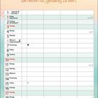 Illustration von zwei Engeln und einem Kind mit dem Text "Sie helfen dir, geduldig zu sein." Kalender für Januar 2027.