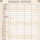 Kalenderseite Januar 2027: Bild zeigt winterliche Szene mit spielenden Kindern im Schnee vor einem Haus.