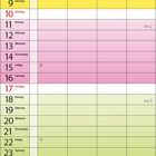 Kalender für Januar 2027. Wochen beginnend mit Montag, farblich codiert. Platz für Notizen unten.