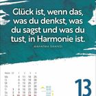 „Glück ist, wenn das, was du denkst, was du sagst und was du tust, in Harmonie ist.“ - Mahatma Ghandi. Mittwoch, 1. Januar. Kalender.