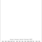 Januar 2027 Kalender in vier Sprachen: Deutsch, Englisch, Französisch, Italienisch. Feiertage sind rot markiert.