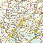 BIELEFELD. Stadtplan mit umliegenden Orten. Straßen, Autobahnen, und Bahnlinien sind sichtbar.