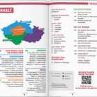 INHALT: Abschnittsüberschriften und Seitenzahlen, farbcodierte Karte von Tschechien mit Regionen Nordböhmen, Südböhmen, Mittelböhmen, Mähren.