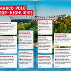 "Marco Polo Top-Highlights", gefolgt von einer Liste prominenter Orte in einer Stadt, wie Altstadtmarkt und Nationalstadion.