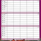 Kalendertabelle für Februar mit Feiertagen wie Weiberfastnacht und Valentinstag. Comic-Illustration mit Dinosaurier-Band.