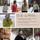 "Stricken als Meditation" - Buch von Thea Vesterby. Enthält 18 Anleitungen, Größen XS bis 3XL. Bilder mit Pullovern und Schals.