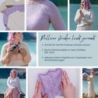 "Pullover stricken leicht gemacht: Schritt für Schritt lernen, sechs Modelle (XS–5XL), Extra-Kapitel zum Anpassen. Fotos von Personen in Pullovern."