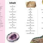 Inhalt:
4 Steinig
6 Vulkane
8 Entstehung
24 Kristalle
52 Finde den Schatz!
Bilder von Steinen und Insekten.