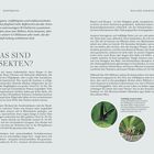 Der Text listet Kapitel wie "Verstehen", "Leben" und "Interaktionen" auf. Illustrationen von Monarchfaltern auf einer Pflanze.