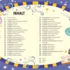 INHALT mit 32 Stationen von Olympia bis Zuhause. Illustration: Frau mit Sprechblase und Taube mit Schild. Sterne und Bänder verzieren.