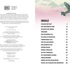 Linke Seite: Anmerkung über historische Ereignisse und Autorin. 
Rechte Seite: "INHALT" mit Kapiteltiteln und Seitenzahlen. Oben Illustration eines Flugzeugs.