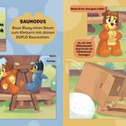 Baumodus: Baue Bluey einen Baum zum Klettern mit deinen DUPLO Bausteinen. Zwei Hunde erkunden und spielen mit Kisten.