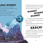 "WUMMS! WUMMS! Die Felsenmonster hatten die Drachen umzingelt... Spinjitzu-Tricks... KRACH!" Illustration mit Felsenmonstern.