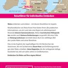 Reiseführer für individuelles Entdecken. Karte von Großbritannien, Wales hervorgehoben. Informationen über Wales.