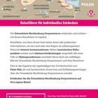 Reiseführer für individuelles Entdecken. Eine Karte zeigt die Ostseeküste Mecklenburg-Vorpommerns mit farbigen Markierungen.