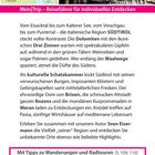 „Mein|Trip – Reiseführer für individuelles Entdecken.“ „Mit Tipps zu Wanderungen und Radtouren (S.109, 110).“

Ein kleines Kartenlogo zeigt Südtirol im europäischen Kontext. Neben der Karte ein Foto einer farbenfrohen, historischen Altstadtstraße mit einem Kirchturm im Hintergrund. 