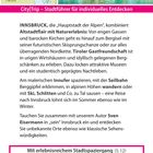 Text: CityTrip – Stadtführer für individuelles Entdecken. Darunter ein Bild von bunten Häusern am Fluss vor Bergkulisse. Links oben eine Karte Europas.