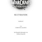 "World of Warcraft: Midnight. Blutbande. Roman von Christie Golden. Übersetzt von Andreas Kasprzak. Panini Books Logo."