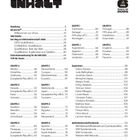 Text: "INHALT" Titel. Themen wie Einleitung, WM-Städte und Gruppen A-L mit Länderlisten. Auf der rechten Seite befindet sich das FIFA World Cup 2026 Logo.