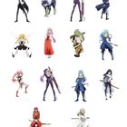 Verschiedene Anime-Charaktere in einer Rasteranordnung, alle in individuellen, fantasievollen Outfits und Posen.