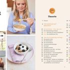 Inhalt, Theorie, Praxis. Eine Frau hält eine Schüssel. Jemand bekommt eine Ölbehandlung. Müsli mit Beeren.