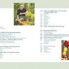 **Inhalt:** Vorwort, Mein Garten, große Ernte, 15 Kulturen, Exkurse, Reiche-Ernte-Booster. Bild: Person im Garten mit Gemüse.